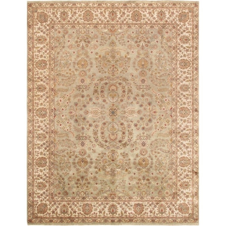 Wall-To-Wall Tabriz Collection Hand-Knotted Lambs Wool Area Rug, Yellow - 7 ft. 10 in. x 9 ft. 10 in. WA2472215